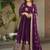 Purple zari thread & sequins embroidered Anarkali with dupatta