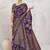 Royal Purple Satin silk blend Saree with Copper Zari Meena Weaving Work 