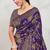 Royal Purple Satin silk blend Saree with Copper Zari Meena Weaving Work 