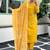 Floral embroidered silk blend v neck kurta trouser & dupatta set