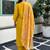 Floral embroidered silk blend v neck kurta trouser & dupatta set