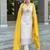 Floral embroidered chanderi silk v neck kurta trouser & dupatta set