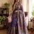 royal blue printed with real mirror-gold zari and diamond silk blend saree