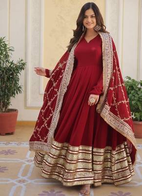Anarkali with embroidery zari sequins-work 1