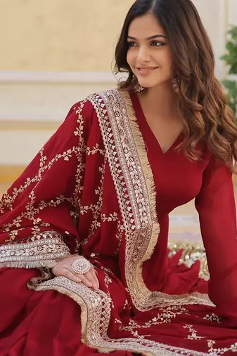 Anarkali with embroidery zari sequins-work