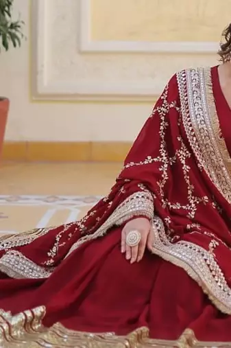 Anarkali with embroidery zari sequins-work