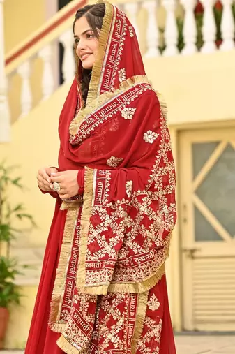 New anarkali with embroidery zari sequins-work