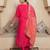 Floral embroidered silk blend round neck kurta trouser & dupatta set