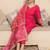 Floral embroidered silk blend round neck kurta trouser & dupatta set
