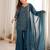 Bewitching Teal Blue Embroidered Silk Wedding Wear Palazzo Suit