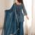 Bewitching Teal Blue Embroidered Silk Wedding Wear Palazzo Suit