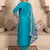 Floral embroidered silk blend round neck kurta trouser & dupatta set