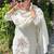 Floral embroidered silk blend v neck kurta trouser & dupatta set