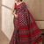 red ajarakh print with real mirror satin saree