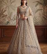 Gorgeous Beige Sequins Net Engagement Wear Lehenga Choli With Dupatta