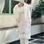 Floral embroidered silk blend v neck kurta trouser & dupatta set