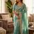 sky blue sequin and multi thread embroidery silk blend saree