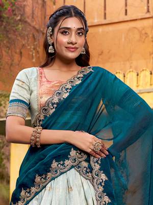 Royal Blue Zari Embroidered Silk Bridesmaid Lehenga Choli With Dupatta 3