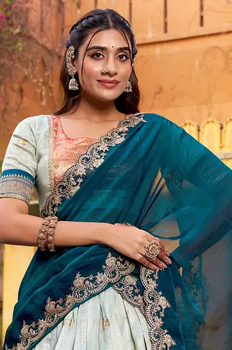 Royal Blue Zari Embroidered Silk Bridesmaid Lehenga Choli With Dupatta