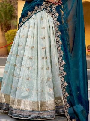 Royal Blue Zari Embroidered Silk Bridesmaid Lehenga Choli With Dupatta 5