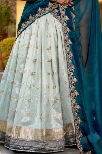 Royal Blue Zari Embroidered Silk Bridesmaid Lehenga Choli With Dupatta