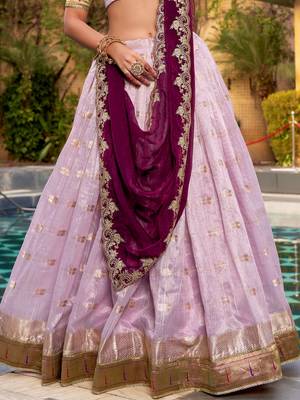 Captivating Lavender Embroidered Silk Marriage Wear Lehenga Choli 5
