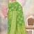 Mehendi Green Satin silk blend Saree with Gold Zari & Meena Floral Work 