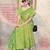 Mehendi Green Satin silk blend Saree with Gold Zari & Meena Floral Work 