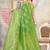Mehendi Green Satin silk blend Saree with Gold Zari & Meena Floral Work 