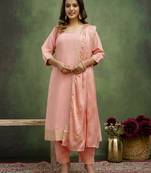 peach fancy viscose rayon kurta set