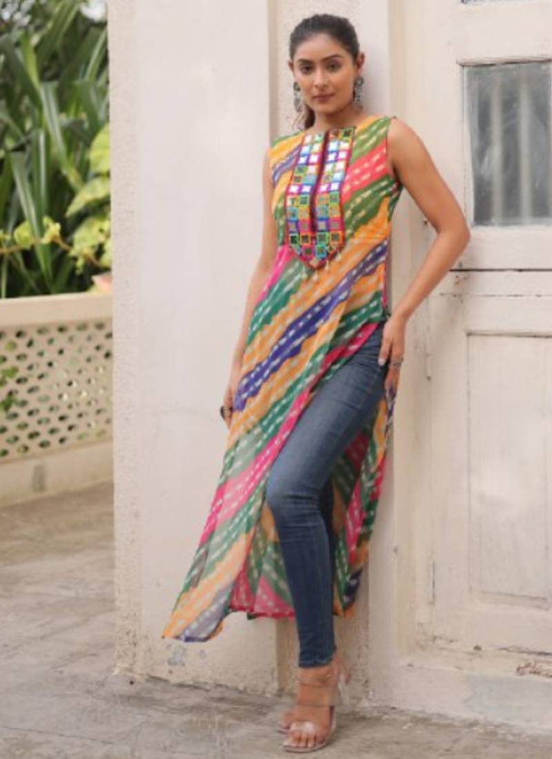 multicolor fancy georgette kurta set