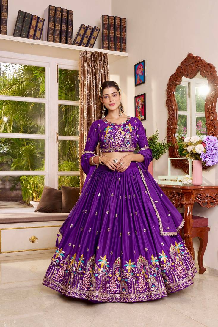 PURE CREAP SILK PREMIUM QUALITY WEDDING SPECIAL WESTERN LEHNGHA CHOLI