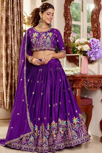 PURE CREAP SILK PREMIUM QUALITY WEDDING SPECIAL WESTERN LEHNGHA CHOLI
