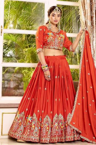 PURE CREAP SILK PREMIUM QUALITY WEDDING SPECIAL WESTERN LEHNGHA CHOLI