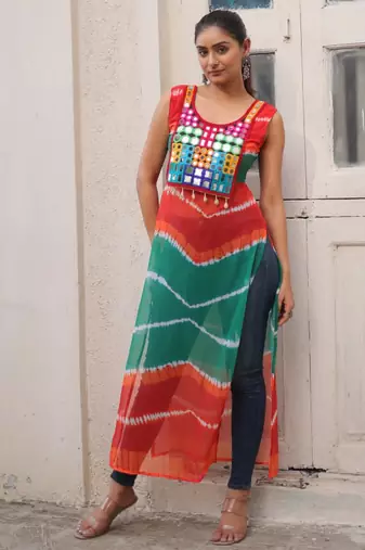 multicolor fancy georgette kurta set