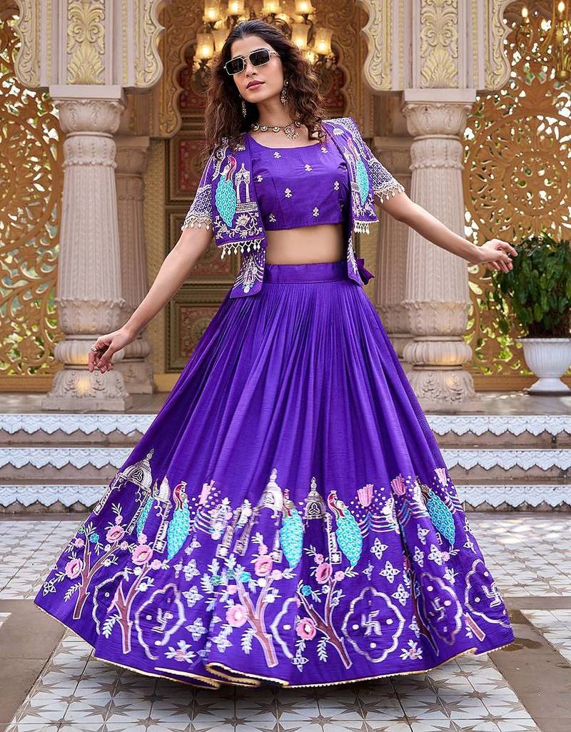 PURE VICHITRA SILK PREMIUM QUALITY WEDDING SPECIAL WESTERN LEHNGHA CHOLI