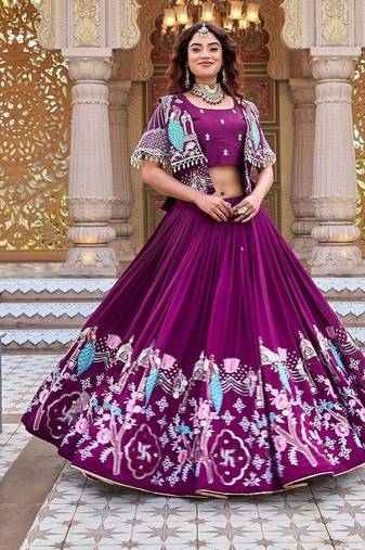 PURE VICHITRA SILK PREMIUM QUALITY WEDDING SPECIAL WESTERN LEHNGHA CHOLI