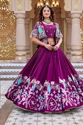 PURE VICHITRA SILK PREMIUM QUALITY WEDDING SPECIAL WESTERN LEHNGHA CHOLI