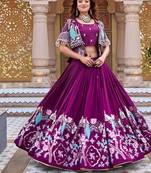 PURE VICHITRA SILK PREMIUM QUALITY WEDDING SPECIAL WESTERN LEHNGHA CHOLI
