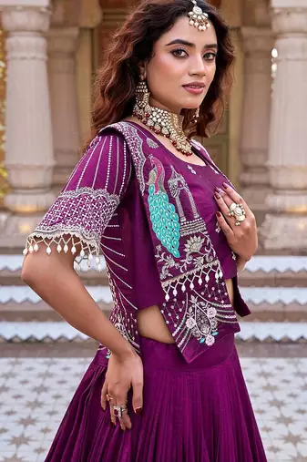 PURE VICHITRA SILK PREMIUM QUALITY WEDDING SPECIAL WESTERN LEHNGHA CHOLI