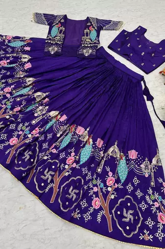 PURE VICHITRA SILK PREMIUM QUALITY WEDDING SPECIAL WESTERN LEHNGHA CHOLI