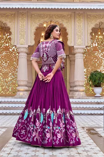 PURE VICHITRA SILK PREMIUM QUALITY WEDDING SPECIAL WESTERN LEHNGHA CHOLI