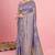 Lavender Satin silk blend Saree with Copper Zari Meena Floral Work 
