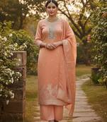 Peah color graceful partywear ethnic dani cotton fabric suit for girls