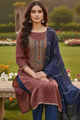 Brown color beautiful shimmer jacquard fabric ethnic partywear salwar kameez