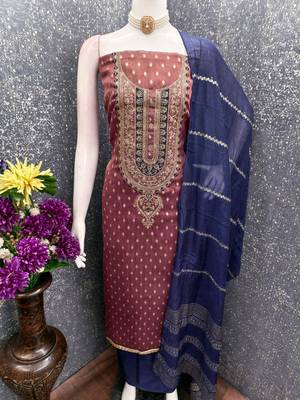 Brown color beautiful shimmer jacquard fabric ethnic partywear salwar kameez 4