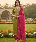 Green color beautiful shimmer jacquard fabric ethnic partywear salwar kameez