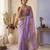 Lavender Color digital prints flower and hand cutdana work Silk Blend Saree