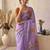 Lavender Color digital prints flower and hand cutdana work Silk Blend Saree