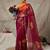 Maroon Color digital prints flower and hand cutdana work Silk Blend Saree